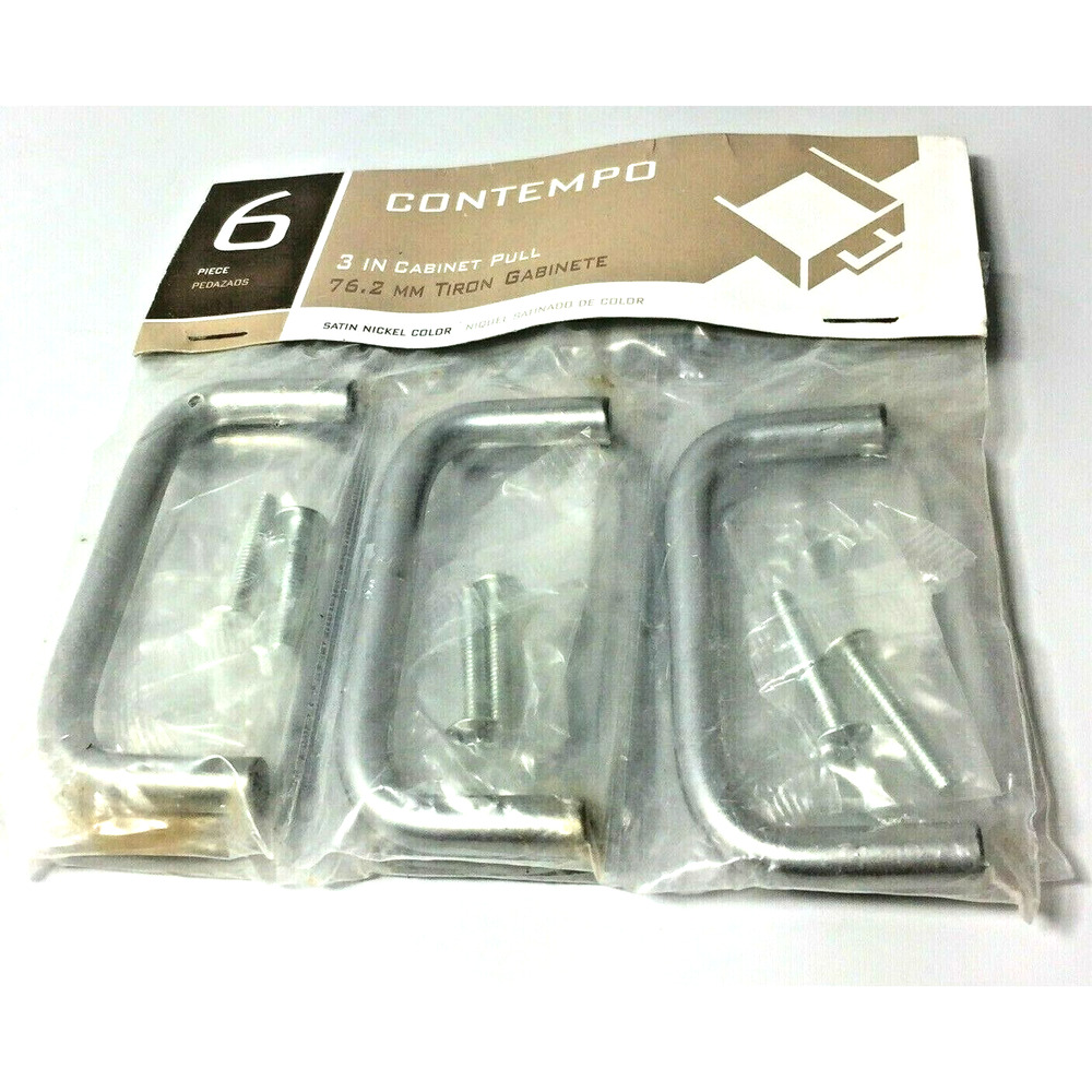 6 Packs Contempo Satin Nickel 3" Cabinet Pull Drawer Handles & Hardware 36 total